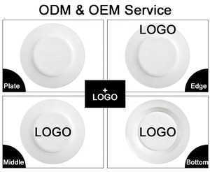 أطباق مستديرة فاخرة من البورسلين الأبيض بشعار مخصص قابل للتخصيص ، أطباق سيراميك للمطاعم - Product Image 5