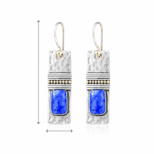 Orecchini vintage blu e bianchi con texture, regali creativi da donna per feste - Product Image 4