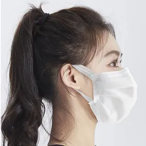 Yüksek kalite toptan beyaz renk yetişkin tek kullanımlık düzlem maskesi tek kullanımlık toz geçirmez solunum 3 katmanlı yüz maskesi
