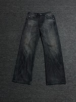 Jean en denim délavé et déchiré pour homme, coupe droite, taille haute, ample, style streetwear, décontracté, été, automne, printemps