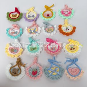 Cotton Crocheted <b>Doll</b> Bibs Color Blocking Unisex Baby <b>Accessories</b> 13cm 10cm Handmade Cute Pattern For <b>Doll</b> Clothes - Product Image 2