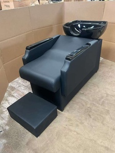 Moderna Cama de Lavado de Cabello Semi-Reclinable para Salón de Belleza, con Lavabo de Cerámica Personalizado y Base Metálica para Barbería - Product Image 2