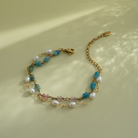 Bracelet minimaliste en métal doré Bingxin avec accents de perles, accessoire de mode féminin, bracelet chaîne empilable pour usage quotidien