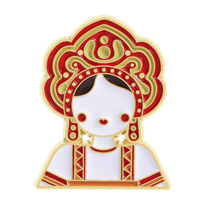 <span class=keywords><strong>Broche</strong></span> Matryoshka russe, style ethnique rétro, personnage de dessin animé, épingles de revers décoratives en émail pour tenue tendance - Product Image 4
