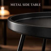 Table d'appoint ronde multifonctionnelle à 2 niveaux, table de chevet moderne en métal avec rangement pour le côté du canapé, la chambre, le balcon et les petits espaces