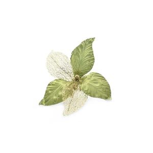 LIME GREEN VELVET SHORT STEM <b>FLOWER</b> WITH <b>GOLD</b> GLITTER - Product Image 1