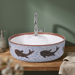 Nouveau design de lavabo de salle de bain en céramique, carré ou rond, à poser sur meuble, pour usage commercial - Product Image 1