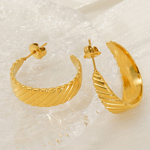 ZOGXIN Gold Hoop Earrings Geometric U-Shaped Stainless Steel Studs Fashion Jewelry - Product Image 4
