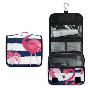 Trousse de Toilette Suspendue Tendance à Imprimé Flamant Rose en Tissu Sergé avec Crochet pour Voyage, Personnalisable en Gros - Product Image 2