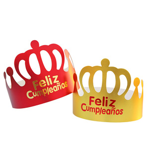 Abito corona spagnola carta oro e bianco carta per bambini cappello per compleanno festa di compleanno per adulti - Product Image 1