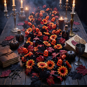 Guirlande artificielle FUYI en érable avec feuilles de citrouille, 1,8 m de long, pour décoration d'Halloween, intérieur/extérieur, fête d'automne - Product Image 3