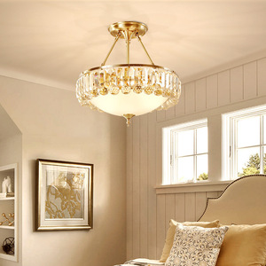 Gold <b>Crystal</b> Round Chandelier Alabaster Shade E26 <b>LED</b> Living Room <b>Ceiling</b> <b>Light</b> 2700K Warm White Stainless Steel Remote Control - Product Image 1