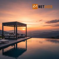Pérgola de Aluminio con Revestimiento en Polvo METGOOD para Todo Clima, Toldo de Jardín con Techo Impermeable y Protección Solar, Toldo de Patio, Tamaño Personalizado