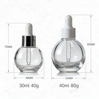 Flacon compte-gouttes rond en verre 30ml 40ml 45ml pour huiles essentielles, parfums, sérums – Base lourde, vide, personnalisable avec logo – Emballage cosmétique en gros
