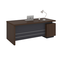 Bureau de direction moderne en forme de L, table de patron en bois avec armoire latérale pour mobilier de bureau