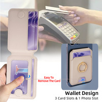 Porte-cartes de luxe en cuir PU avec anneau de maintien, support pliable, multiples fentes pour cartes, portefeuille d'identité universel, personnalisable en usine