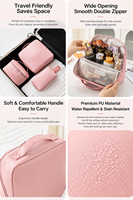 Trousse de toilette de voyage avec poignée de transport confortable, double fermeture éclair et compartiment en filet intégré pour les fournitures cosmétiques de vacances