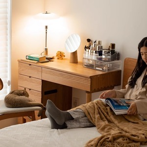 Qi Yue Ji anh đào gỗ phòng ngủ bàn trang điểm Bắc Âu rắn gỗ trang điểm Vanity đăng nhập trang điểm tủ Qi Yue Ji bàn trang điểm - Product Image 4