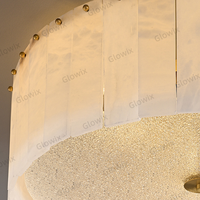 Plafonnier rond en cristal d'albâtre laiton oriental de luxe surface en marbre naturel encastré lampe pour chambre salon