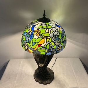 LongHuiJing European Unique Stained Glass Table Lamp with 16-Inch Wide Lamphade Simple Eco-Friendly Design E26 LED Desk Lamp - Product Image 5