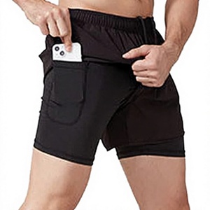 Custom Logo Men's Double <b>Layer</b> Blank Sports Athletic Workout Running Gym Shorts With Liner Breathable 2 In 1 Activewear Shorts - Product Image 1