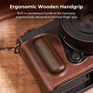 Pour SMALLRIG étui pour appareil photo Style Vintage pour Panasonic <span class=keywords><strong>LUMIX</strong></span> S9 demi-cuir cadre en aluminium poignée en bois 1/4 "-20 trou fileté fait - Product Image 3