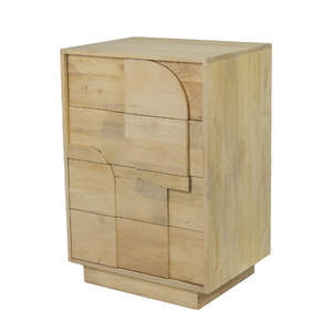 Paxton Natural Solid <b>Wood</b> <b>Chest</b> of Drawers with Geometric Panel Design and Modern Finish - Product Image 2