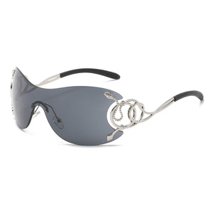 Rimless Shield <b>Sunglasses</b> <b>Gradient</b> Blue UV400 Women Y2K Fashion Sun Protection Adult - Product Image 5