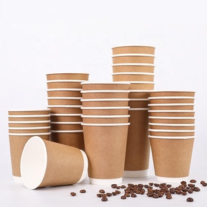 แก้วกาแฟกระดาษพิมพ์โลโก้ตามสั่ง ขนาด 10 ออนซ์ และ 12 ออนซ์ แบบสองชั้น สำหรับเครื่องดื่มร้อน ชานม พร้อมฝาปิด - Product Image 1