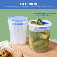Pot à cornichons Récipient à cornichons de 24 oz avec passoire Porte-cornichons Keeper Lifter Flip Jar avec étanche et couvercle verrouillé