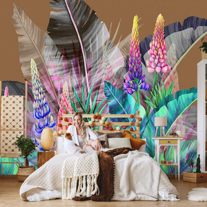 Feuilles tropicales foncées feuille photo papier peint botanique peler et coller papier peint pour salon <span class=keywords><strong>chambre</strong></span> décor - Product Image 6
