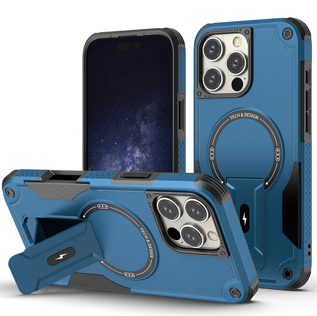 Rugged Heavy Duty Anti Fall Phone Case Magnetic Cover Shockproof Designed for iPhone 17 Air 16 Pro Max 15 Covers with Kick Stand