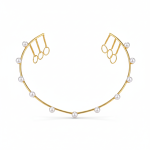 Diadème en or perlé |   Couronne de mariée minimaliste |   Élégante coiffe de mariage |   Bijoux de cheveux modernes en or - Product Image 4