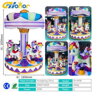 Nuevo diseño, carrusel de corona para 6 personas, parque de atracciones, patio interior, juegos que funcionan con monedas, Paseo de Arcade, construcción de <span class=keywords><strong>Metal</strong></span> en inglés - Product Image 5