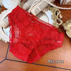 Mutandine a triangolo con fiocco di pizzo <span class=keywords><strong>rosso</strong></span> Sexy da <span class=keywords><strong>donna</strong></span> mutandine trasparenti biancheria intima trasparente puro desiderio perizoma - Product Image 6