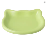Comedero de silicona plano y poco profundo con diseño de cabeza de gato, portátil, con patrón sólido, ancho y plano, antifatiga, plato para comida húmeda de gatos
