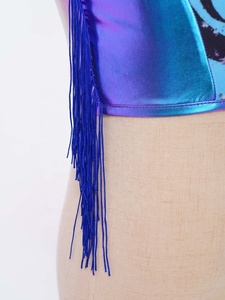 Haut de danse de luxe pour filles de 6 à 16 ans, style ballroom jazz, haut court métallisé, costume de scène pour spectacles et cours de danse - Product Image 4