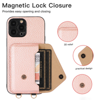 Casing dompet wanita, tas selempang dengan tempat kartu ponsel untuk iPhone 17 16 15 14 Pro Max 11 12 13