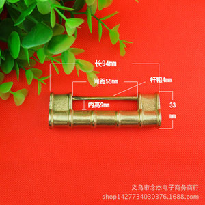Cadenas en cuivre de style antique Ori, 9,4 cm, avec joint en bambou, serrure horizontale, tête de serrure à pêne de style chinois - Product Image 2