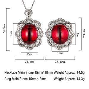 High Quality Jewelry Eco-friendly Copper Silver Plated 15*18mm Red & <b>Blue</b> Zircon Flower <b>Necklace</b> Set for Romantic Daily Style - Product Image 3
