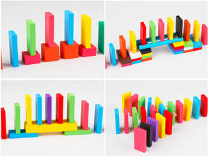 Bloques de construcción de dominó de madera de colores al por mayor, 120 piezas, juegos de mesa apilables, rompecabezas de <span class=keywords><strong>Desarrollo</strong></span> Educativo temprano para niños, juguete - Product Image 5