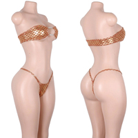 Tenue de danse exotique sirène à écailles métalliques, chaîne de strass pour strip-tease, rave, pole dance, clubwear, vêtements de performance