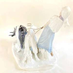 Origineel gloednieuw antiek oud Meissen poppenbeeldje meisje met geit 1906 W200144 Zeldzaam voor PLC - Product Image 1