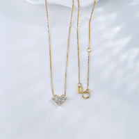 18K Gelbgold Labor-Gezüchteter Diamant-Anhänger Halskette Mode Flatternde Drei-Stein-Herz-Kombination Verstellbarer Zarter Damen-Charm