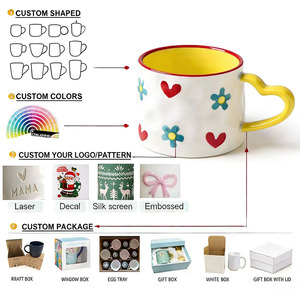 Taza de Cerámica de Porcelana con Diseño Artístico de Corazón Pintado a Mano, Diseño Único, Directo de Fábrica, para Mujeres, Navidad, Cumpleaños, Inauguración de Casa, Comida - Product Image 5