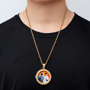 Collier pendentif de Photo pour <span class=keywords><strong>hommes</strong></span> et femmes, chaîne en cuivre, accessoire de mode moderne avec rabat, Design personnalisé, cadre de Photo Simple - Product Image 2