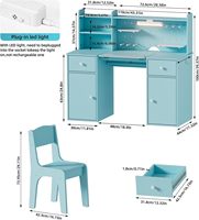 Table pour enfants en bois de haute qualité bleu grand bureau d'étude pour enfants et ensemble de chaises avec étagère de rangement ensemble de bureau pour élèves