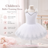 Robe tutu de ballet pour filles à bretelles spaghetti, en dentelle et tulle, avec strass, antibactérienne, sans couture, fusionnée, quatre couleurs pastel, étiquette personnalisée