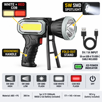 Lampe de travail LED Bright Bird 300lm 6000K blanche, projecteur portatif IP44, batterie Li-ion 18650, atelier, garage, jardin