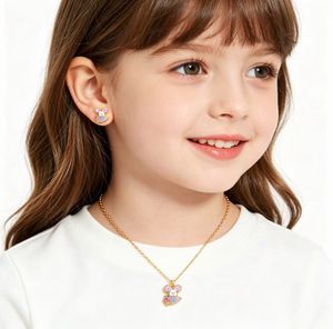 <span class=keywords><strong>Collier</strong></span> pendentif mignon <span class=keywords><strong>en</strong></span> acier inoxydable 316L avec motif carotte et lapin pour enfants, sans nickel - Product Image 2